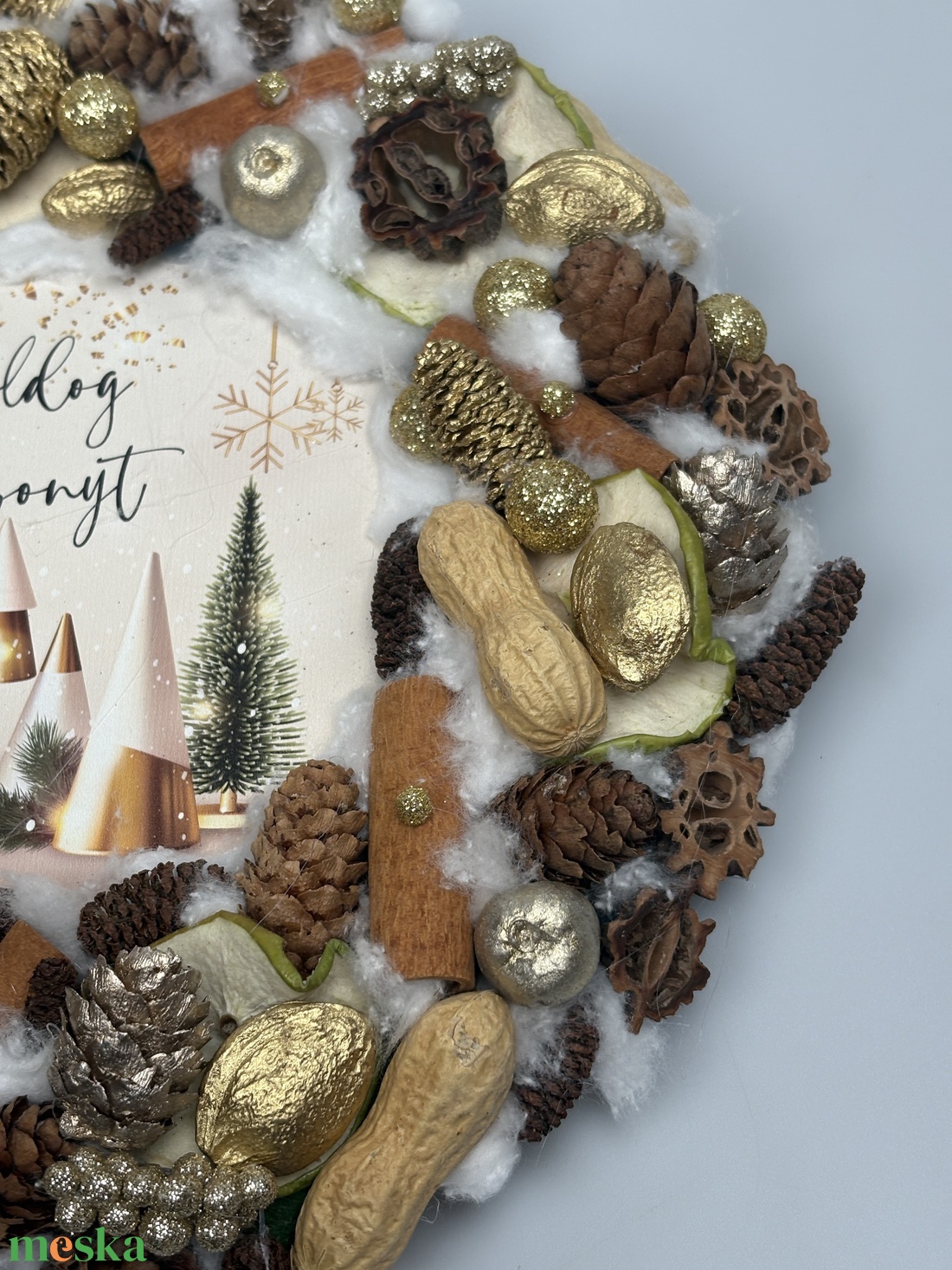 Fénylő ünnep - csillogós termésekkel gazdagon díszített karácsonyi terméskopogtató (XW-05) - karácsony - adventi díszek - adventi ajtódísz - Meska.hu