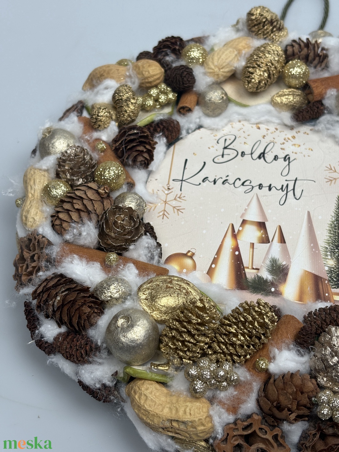 Fénylő ünnep - csillogós termésekkel gazdagon díszített karácsonyi terméskopogtató (XW-05) - karácsony - adventi díszek - adventi ajtódísz - Meska.hu