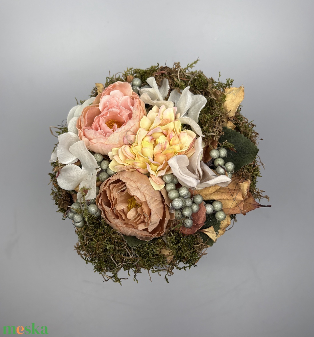 Teltkarcsú - visszafogott színvilágú, mégis színes, teltkarcsú tartós virágdísz a Mini Csokor kollekcióból (MCs-11) - otthon & életmód - virágdekoráció - virágok - virágcsokor - Meska.hu