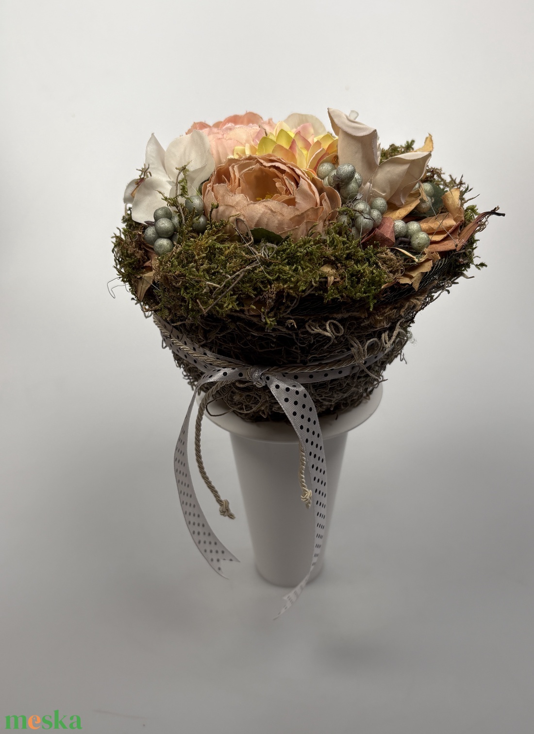 Teltkarcsú - visszafogott színvilágú, mégis színes, teltkarcsú tartós virágdísz a Mini Csokor kollekcióból (MCs-11) - otthon & életmód - virágdekoráció - virágok - virágcsokor - Meska.hu