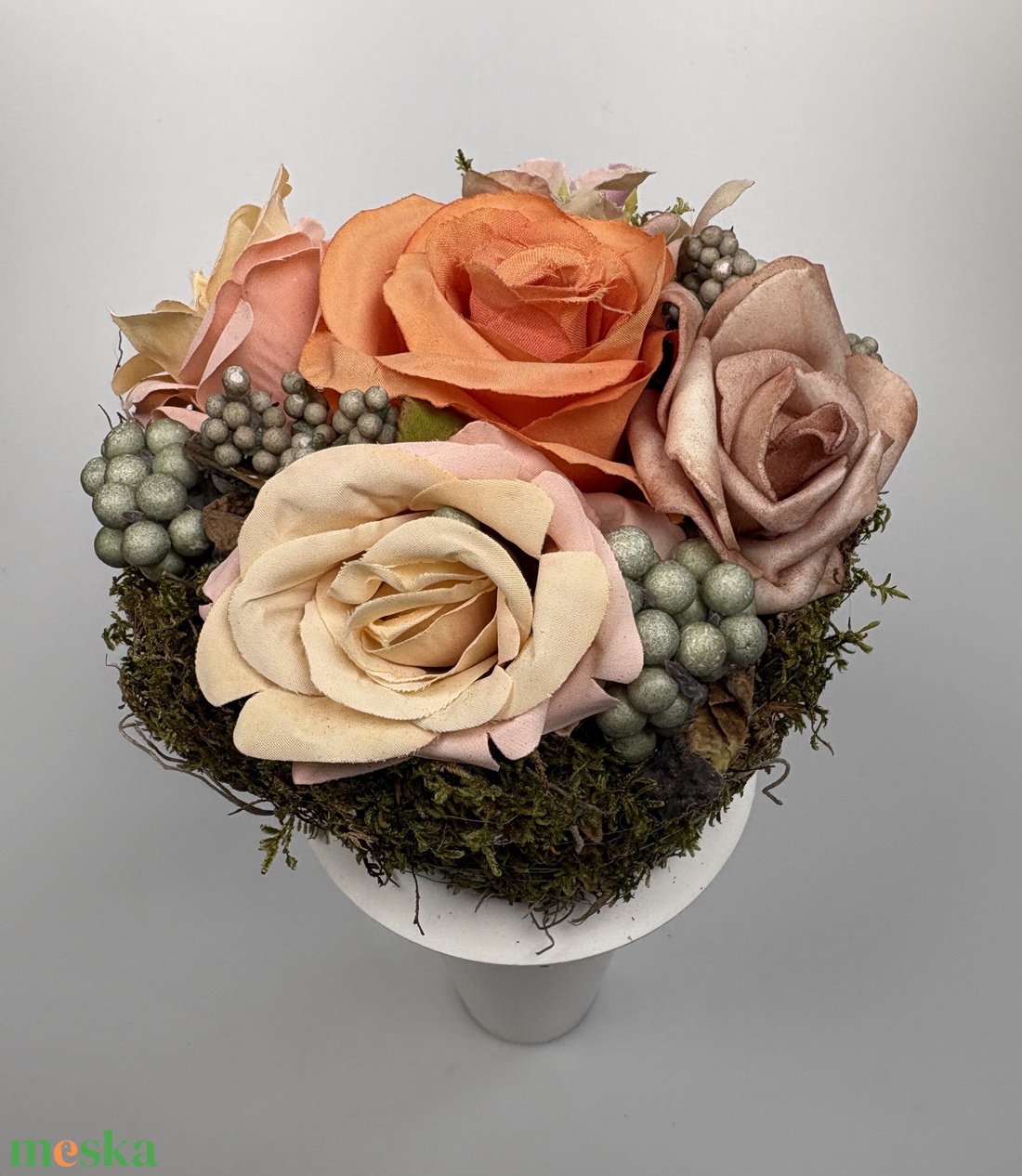 Rózsás - derűs színvilágú, selyemvirágos tartós virágdísz a Mini Csokor kollekcióból (MCs-14) - otthon & életmód - virágdekoráció - virágok - virágcsokor - Meska.hu