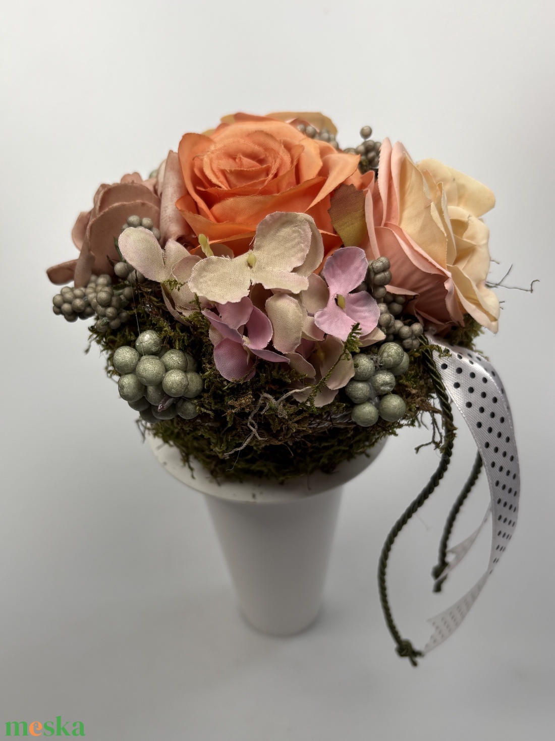 Rózsás - derűs színvilágú, selyemvirágos tartós virágdísz a Mini Csokor kollekcióból (MCs-14) - otthon & életmód - virágdekoráció - virágok - virágcsokor - Meska.hu