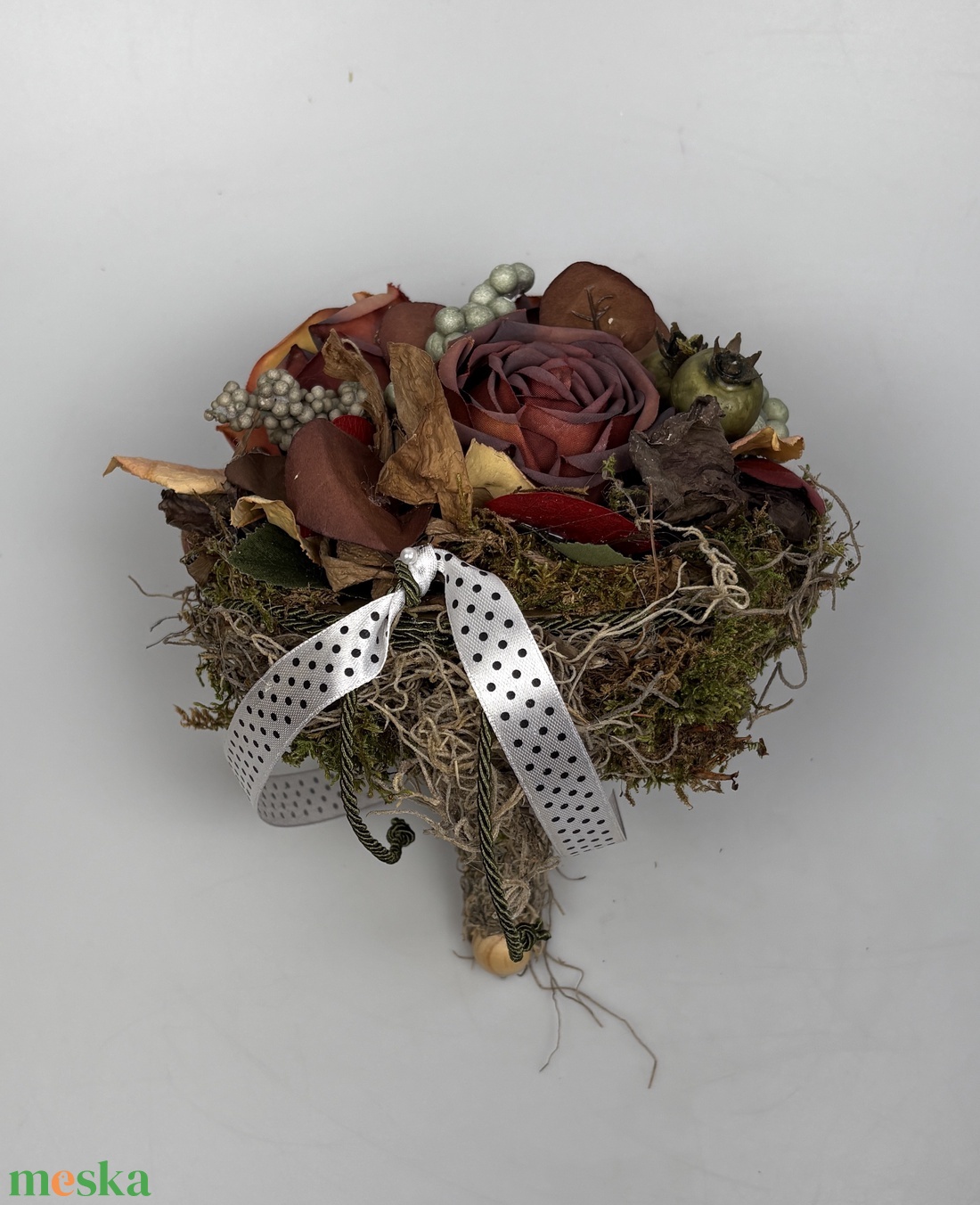 Bordó csodarózsás, meleg színvilágú, tartós virágdísz a Mini Csokor kollekcióból (MCs-17) - otthon & életmód - virágdekoráció - virágok - virágcsokor - Meska.hu