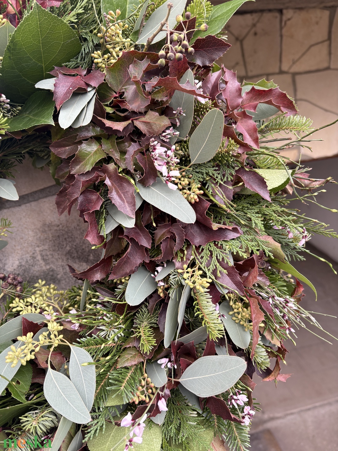 Emléktáblára szánt koszorú élő növényanyagból kötve  - otthon & életmód - vallás - temetkezési tárgy - sírkoszorú, kegyeleti koszorú - Meska.hu