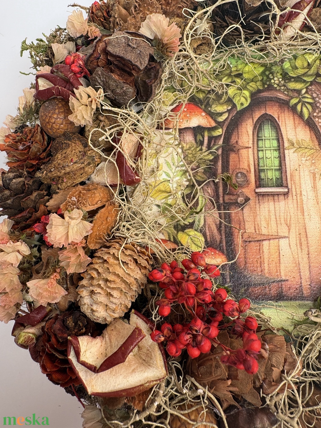 Vadregényes házikó - Tartós terméskopogtató mohakoszorún - otthon & életmód - dekoráció - ajtó- és ablak dekoráció - ajtódísz & kopogtató - Meska.hu