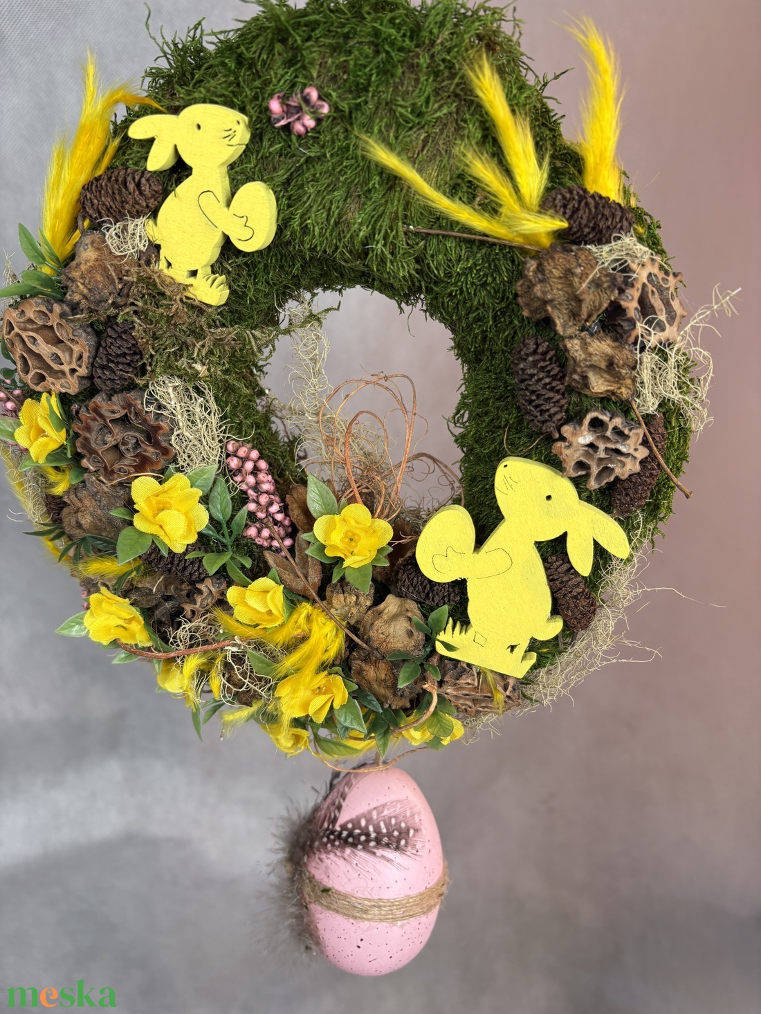 Tollaska - Tartós terméskopogtató mohakoszorún - otthon & életmód - dekoráció - ajtó- és ablak dekoráció - ajtódísz & kopogtató - Meska.hu