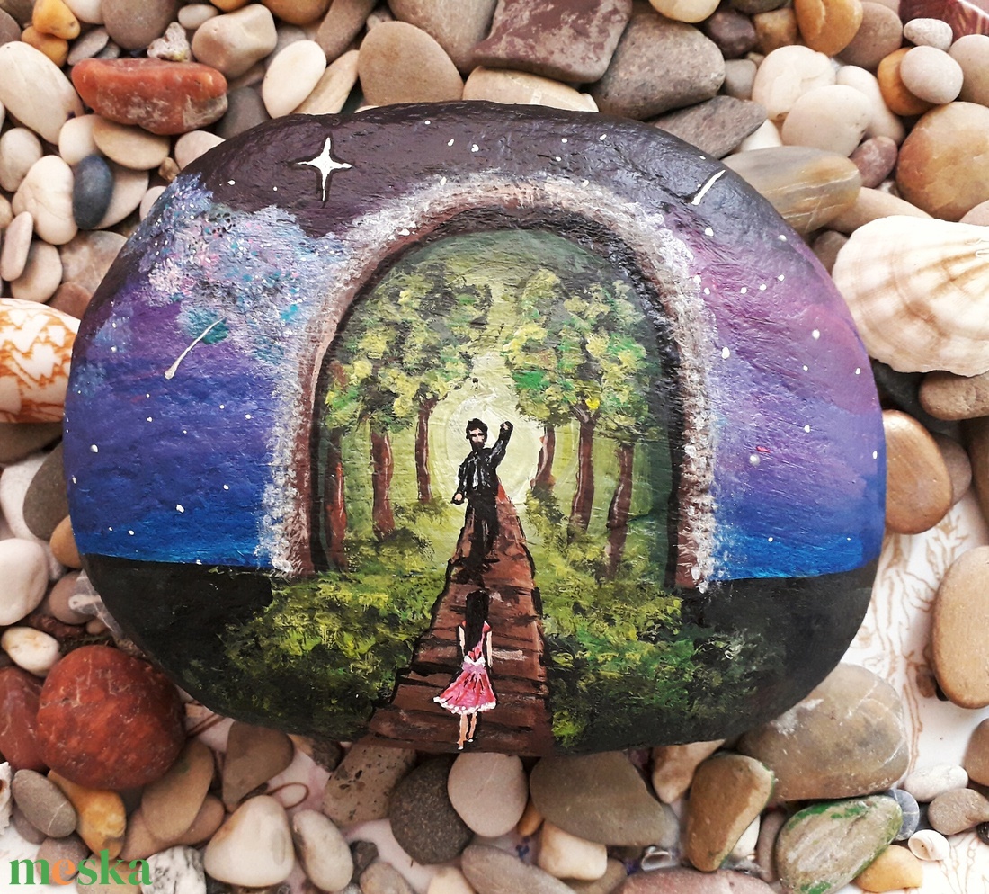 Kézzel festett kő - művészet - festmény - akril - Meska.hu