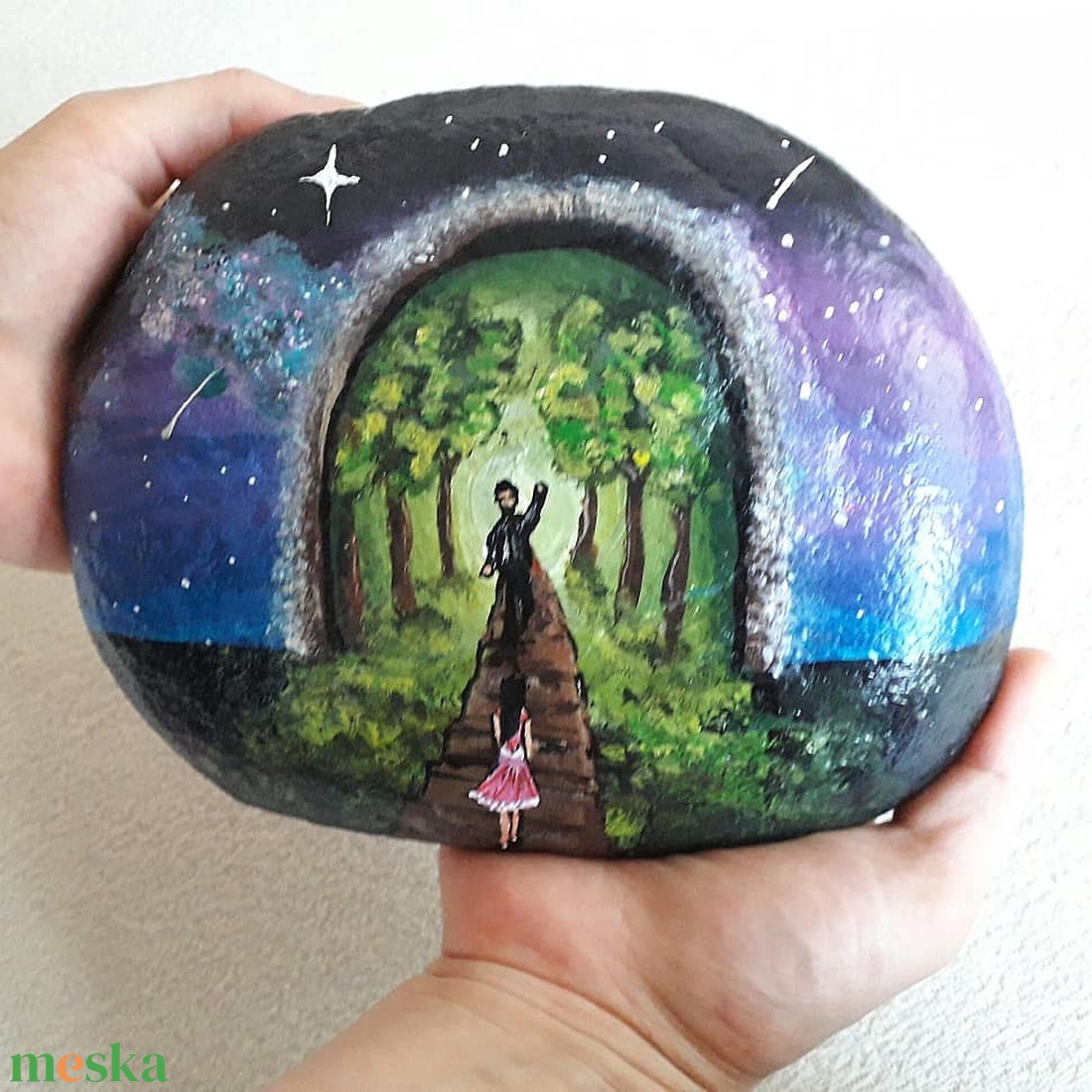 Kézzel festett kő - művészet - festmény - akril - Meska.hu