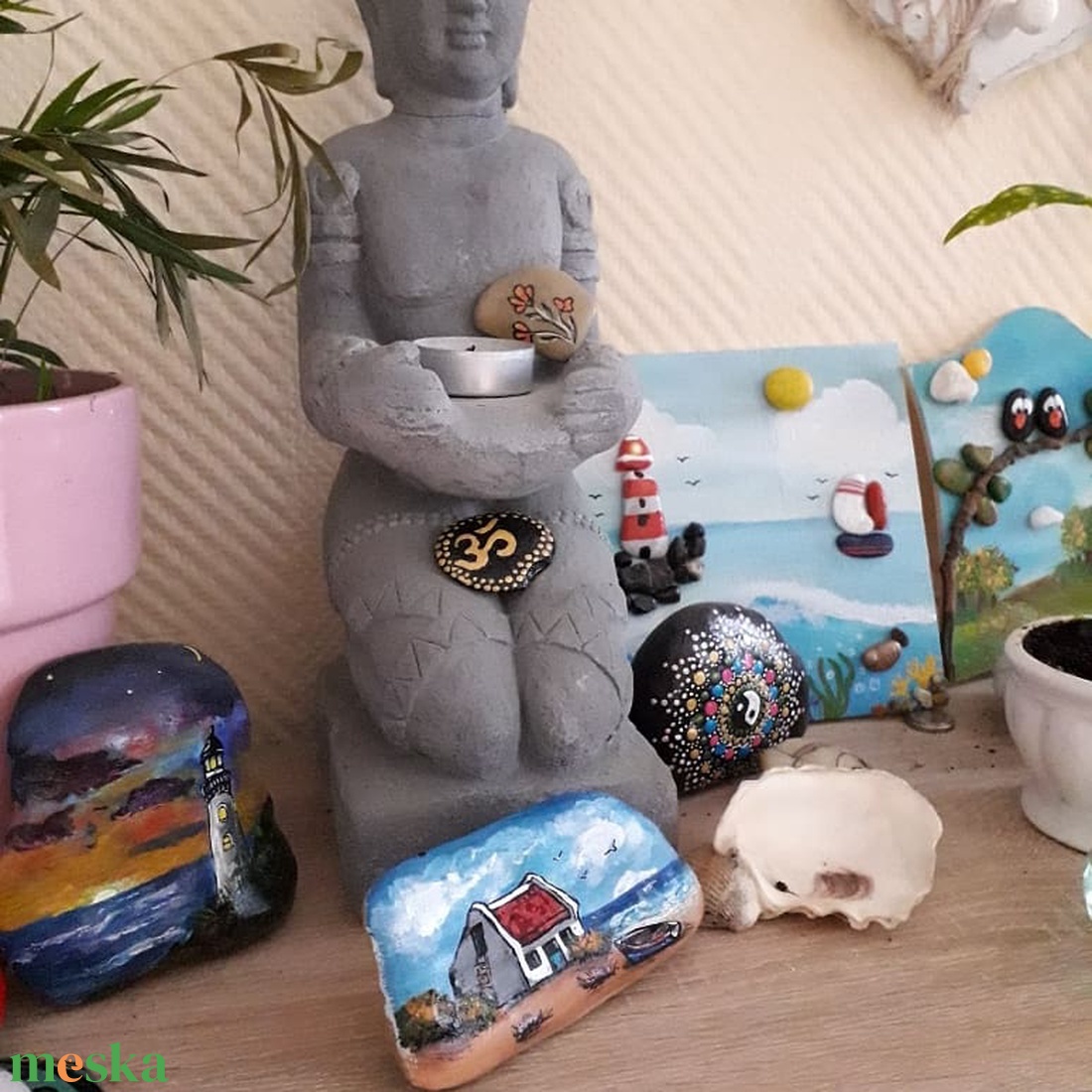 Kézzel festett kavics - tengerparti ház - otthon & életmód - dekoráció - asztal és polc dekoráció - kavics & kő - Meska.hu