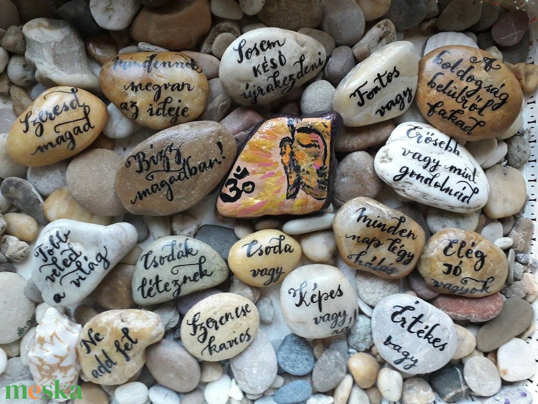 Kézzel festett, írt kavicsüzenet - művészet - festmény - akril - Meska.hu