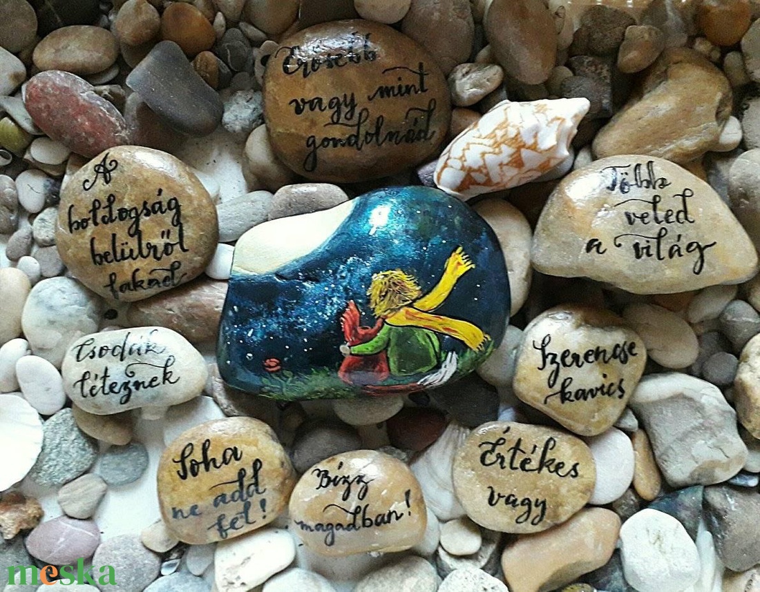 kézzel festett kisherceg kavics - otthon & életmód - dekoráció - asztal és polc dekoráció - kavics & kő - Meska.hu