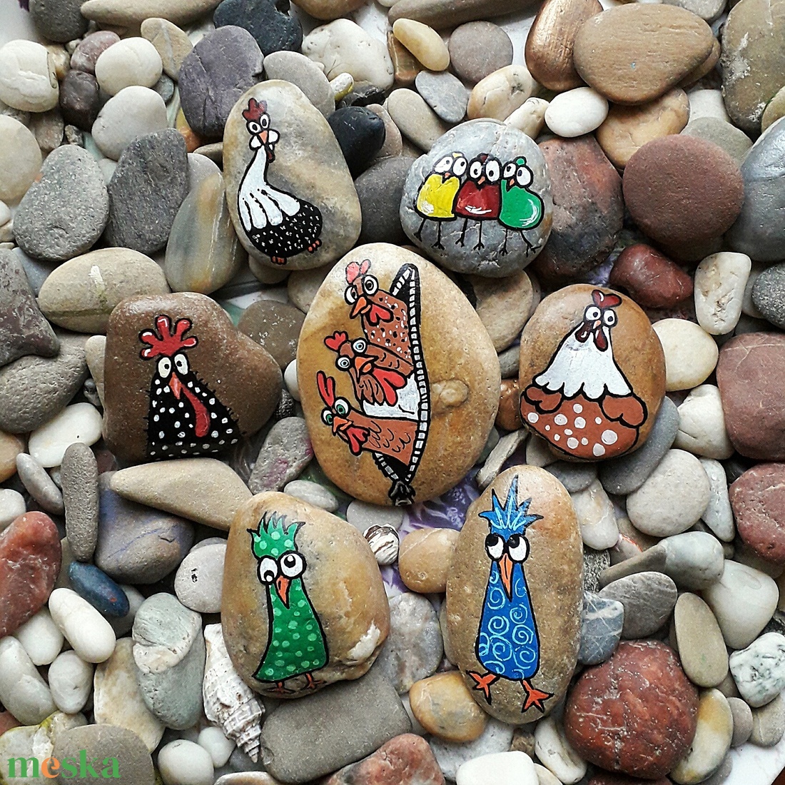 Kézzel festett kavics - húsvét - otthon & életmód - dekoráció - asztal és polc dekoráció - kavics & kő - Meska.hu