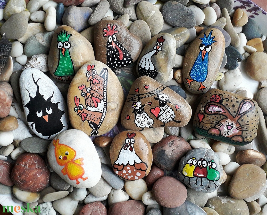 Kézzel festett kavics - húsvét - otthon & életmód - dekoráció - asztal és polc dekoráció - kavics & kő - Meska.hu