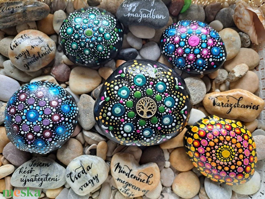 Mandalák, üzenetek - otthon & életmód - dekoráció - asztal és polc dekoráció - kavics & kő - Meska.hu