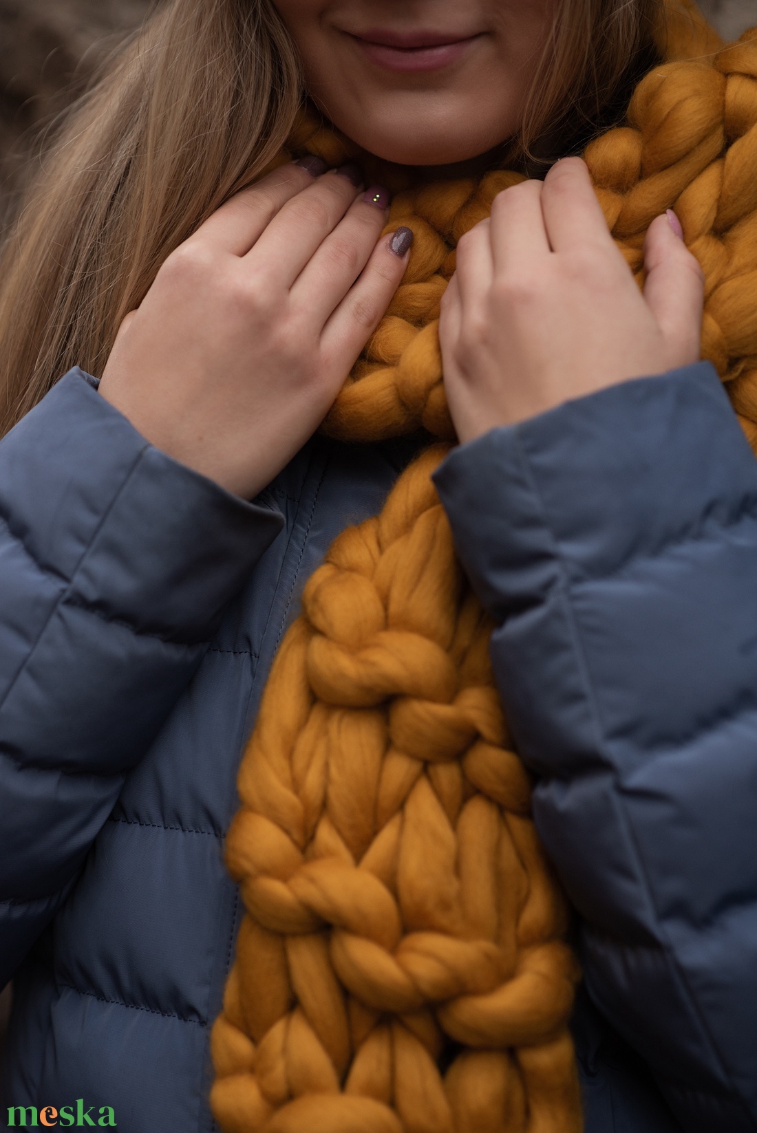 Női sál mustár sárga extra vastag, kötött női hosszú - ruha & divat - sál, sapka, kendő - sál - Meska.hu