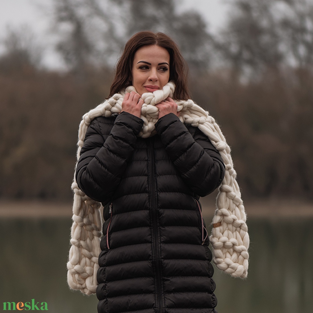 Női Sál törtfehér, extra vastag, kötött női hosszú sál - ruha & divat - sál, sapka, kendő - sál - Meska.hu Női Sál törtfehér, extra vastag, kötött női hosszú sál - ruha & divat - sál, sapka, kendő - sál - Meska.hu