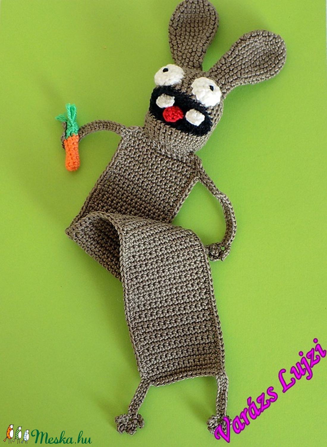 Horgolt vicces nyuszis könyvjelző  -  - Meska.hu