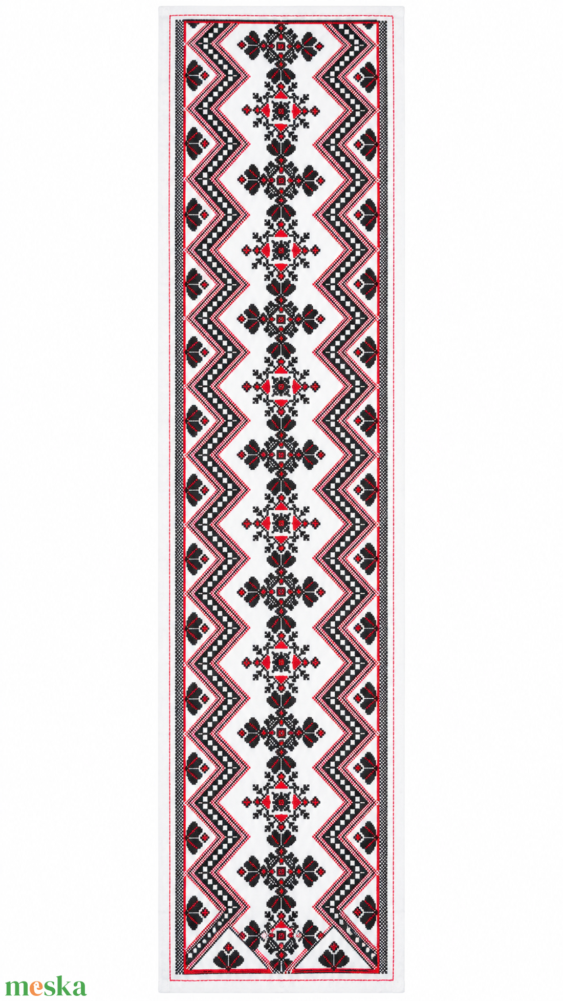 Piros-fekete népi ornamentikáju asztali futó - otthon & életmód - lakástextil - abrosz, terítő - asztalfutó - Meska.hu