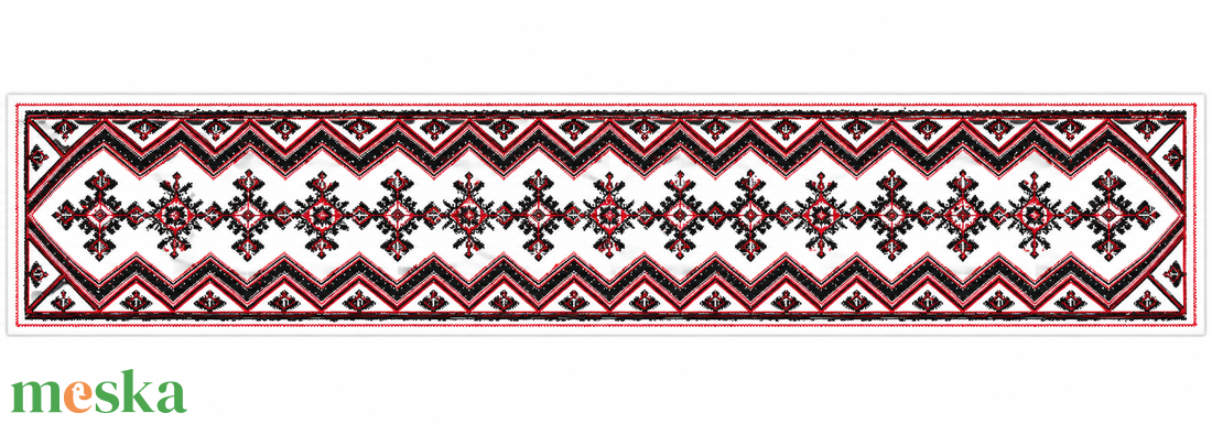 Piros-fekete népi ornamentikáju asztali futó - otthon & életmód - lakástextil - abrosz, terítő - asztalfutó - Meska.hu