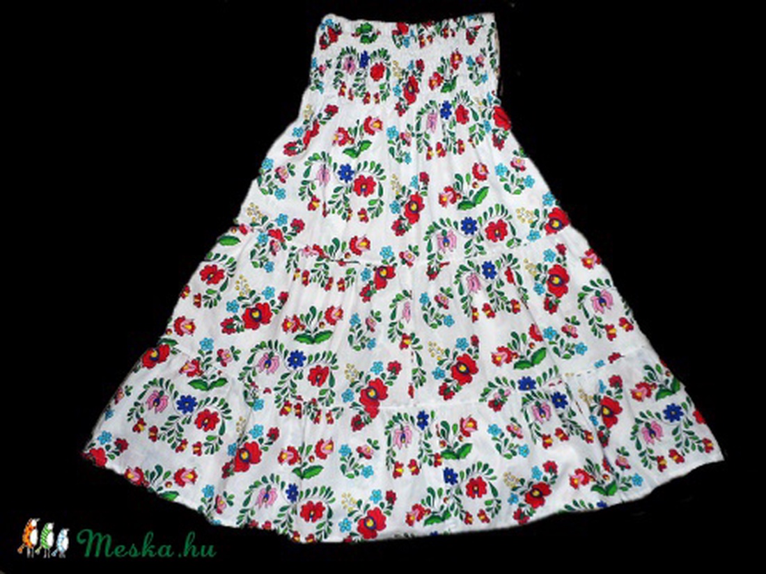 KALOCSAI MINTÁS fodros maxi szoknya s-m-l-xl -  - Meska.hu