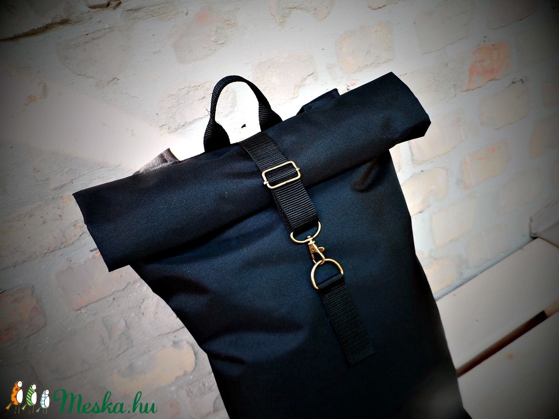 Unisex  vízálló fekete  roll up hátizsák biciklis zsák -  - Meska.hu