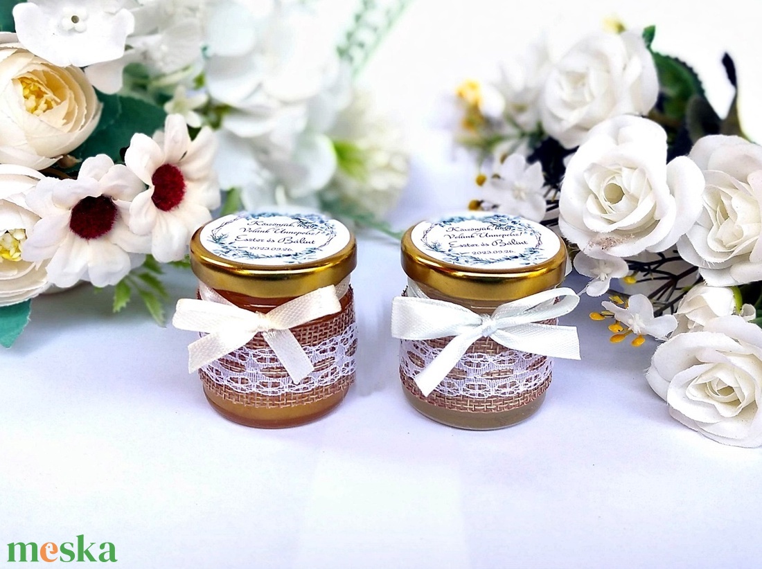  Elegáns mézes köszönet ajándék, mézes köszönetajándék fehér alapon - esküvő - emlék & ajándék - köszönőajándék - Meska.hu