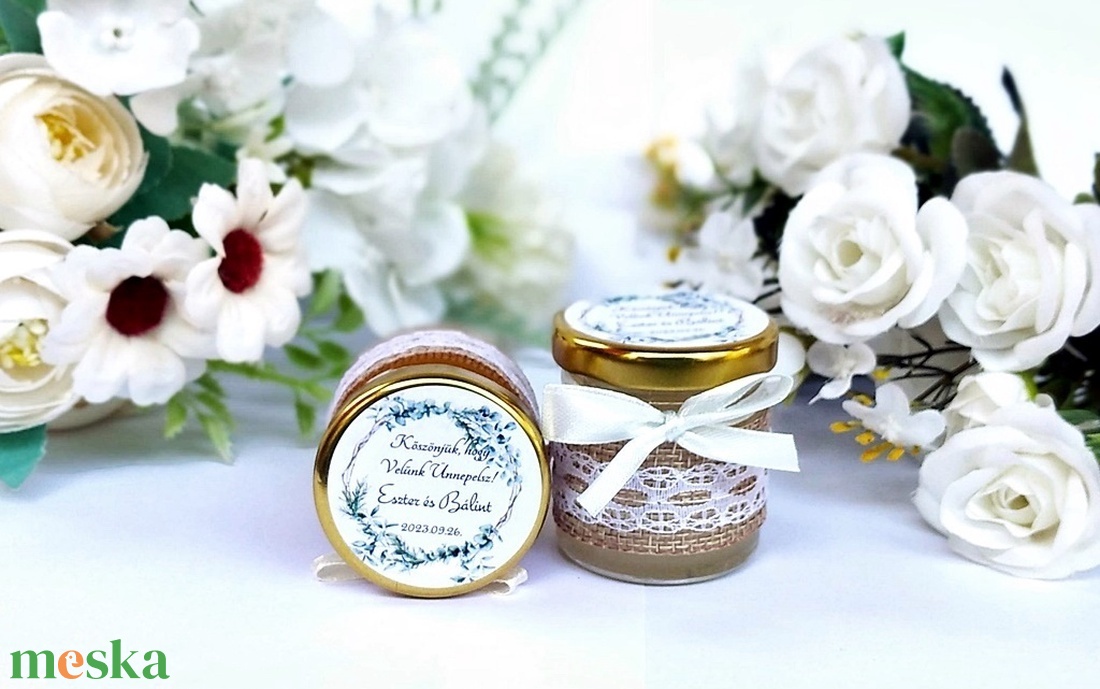  Elegáns mézes köszönet ajándék, mézes köszönetajándék fehér alapon - esküvő - emlék & ajándék - köszönőajándék - Meska.hu