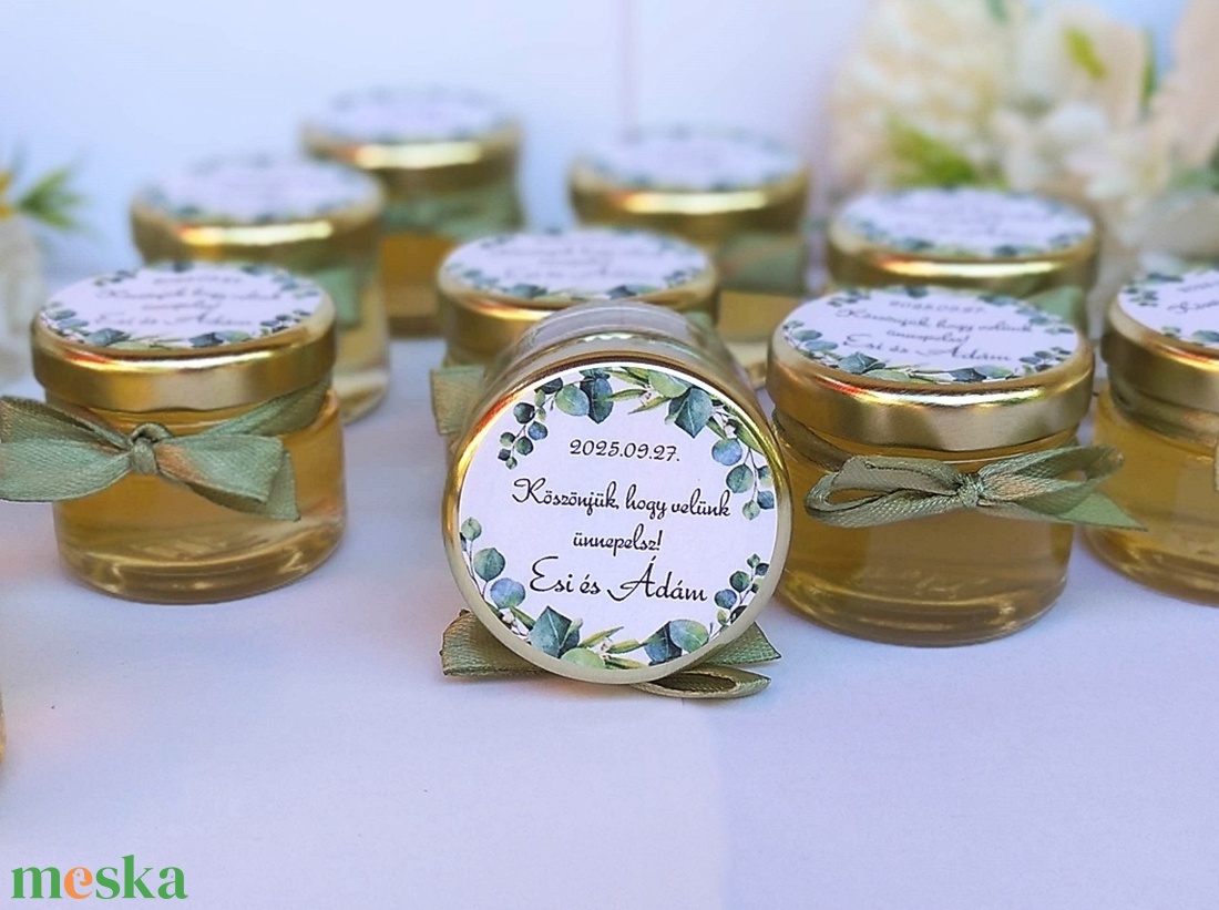 zöld  Esküvői mézes köszönet ajándék,egyedi köszönetajándék, esküvői köszönet ajándék - esküvő - emlék & ajándék - köszönőajándék - Meska.hu
