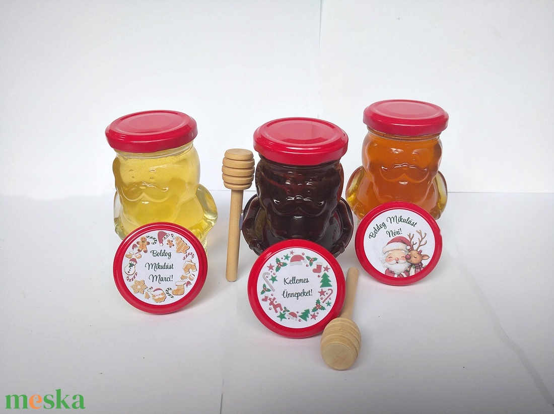 Mézeskalács ízű Üveg MIKULÁS mézzel töltve, személyre szabható az általad kért felirattal, céges ajándéknak is - karácsony - mikulás - mikulás ajándékok - Meska.hu