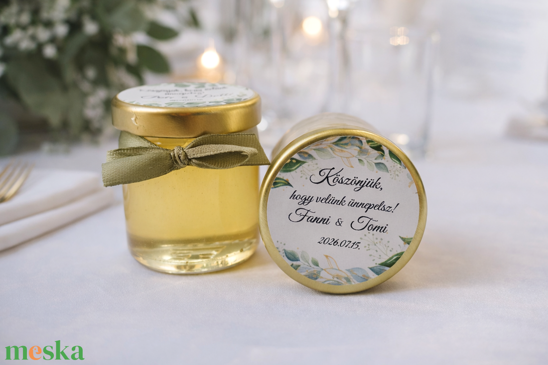 Esküvői zöld mézes köszönet ajándék, méhviasz gyertyás köszönetajándék, esküvői köszönet ajándék - esküvő - emlék & ajándék - köszönőajándék - Meska.hu
