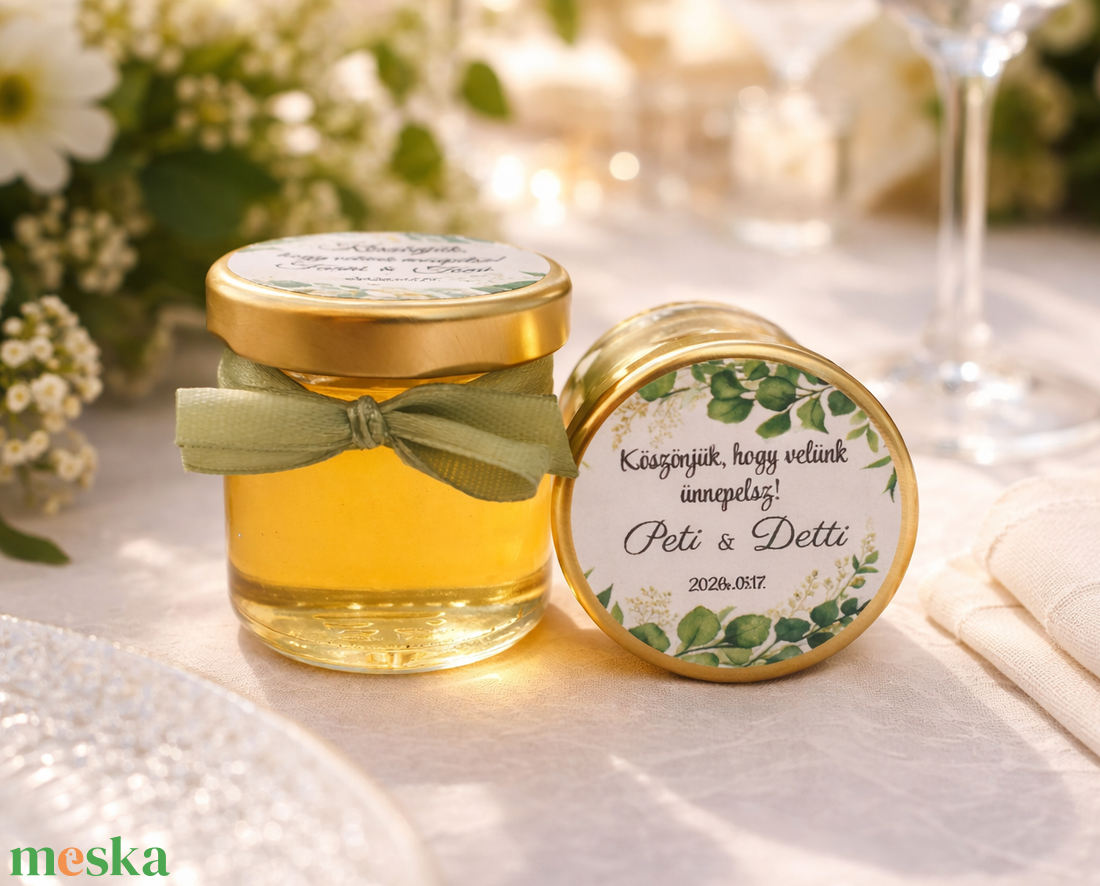Esküvői zöld mézes köszönet ajándék, méhviasz gyertyás köszönetajándék, esküvői köszönet ajándék - esküvő - emlék & ajándék - köszönőajándék - Meska.hu