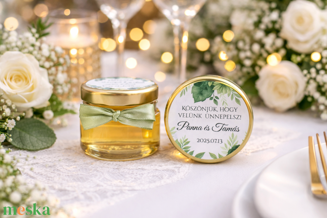 zöld  Esküvői mézes köszönet ajándék,egyedi köszönetajándék, esküvői köszönet ajándék - esküvő - emlék & ajándék - köszönőajándék - Meska.hu