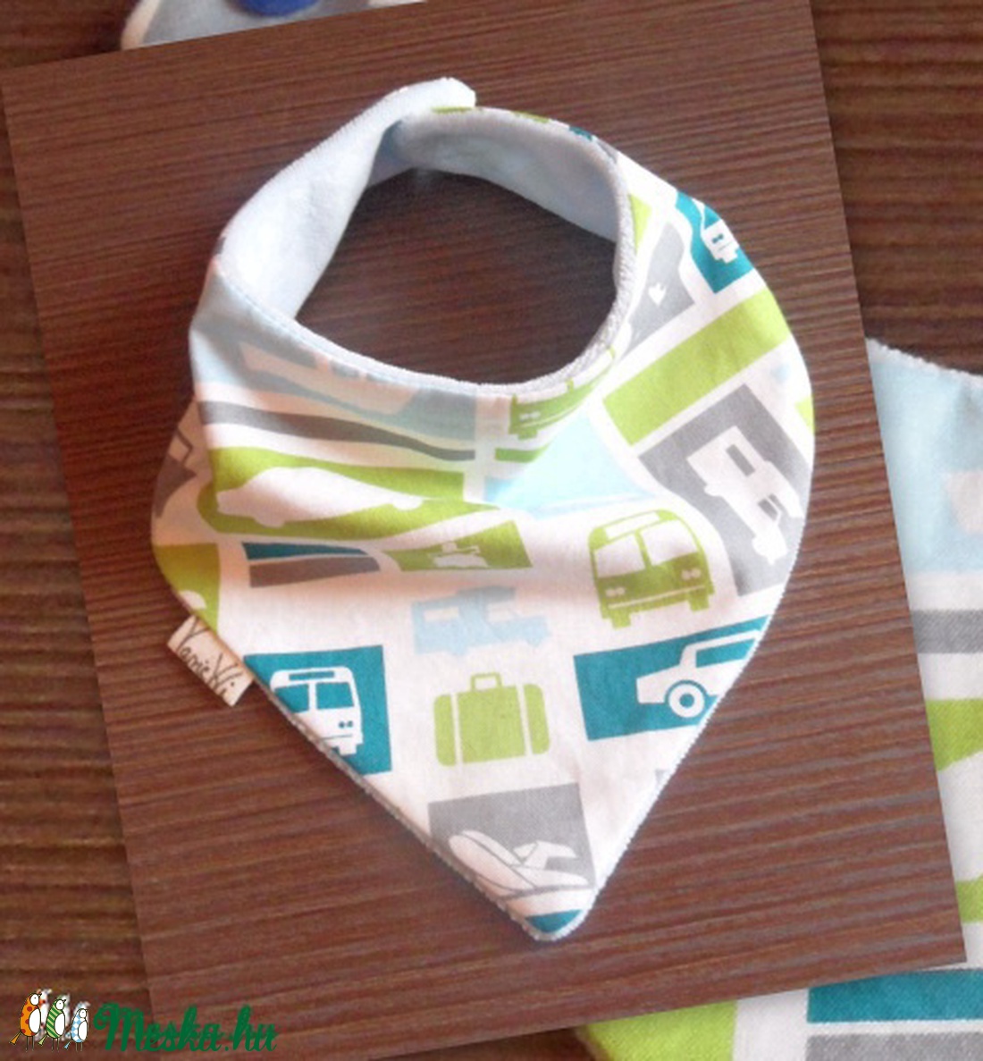 Nyálkendő- kék-zöld autós -  - Meska.hu