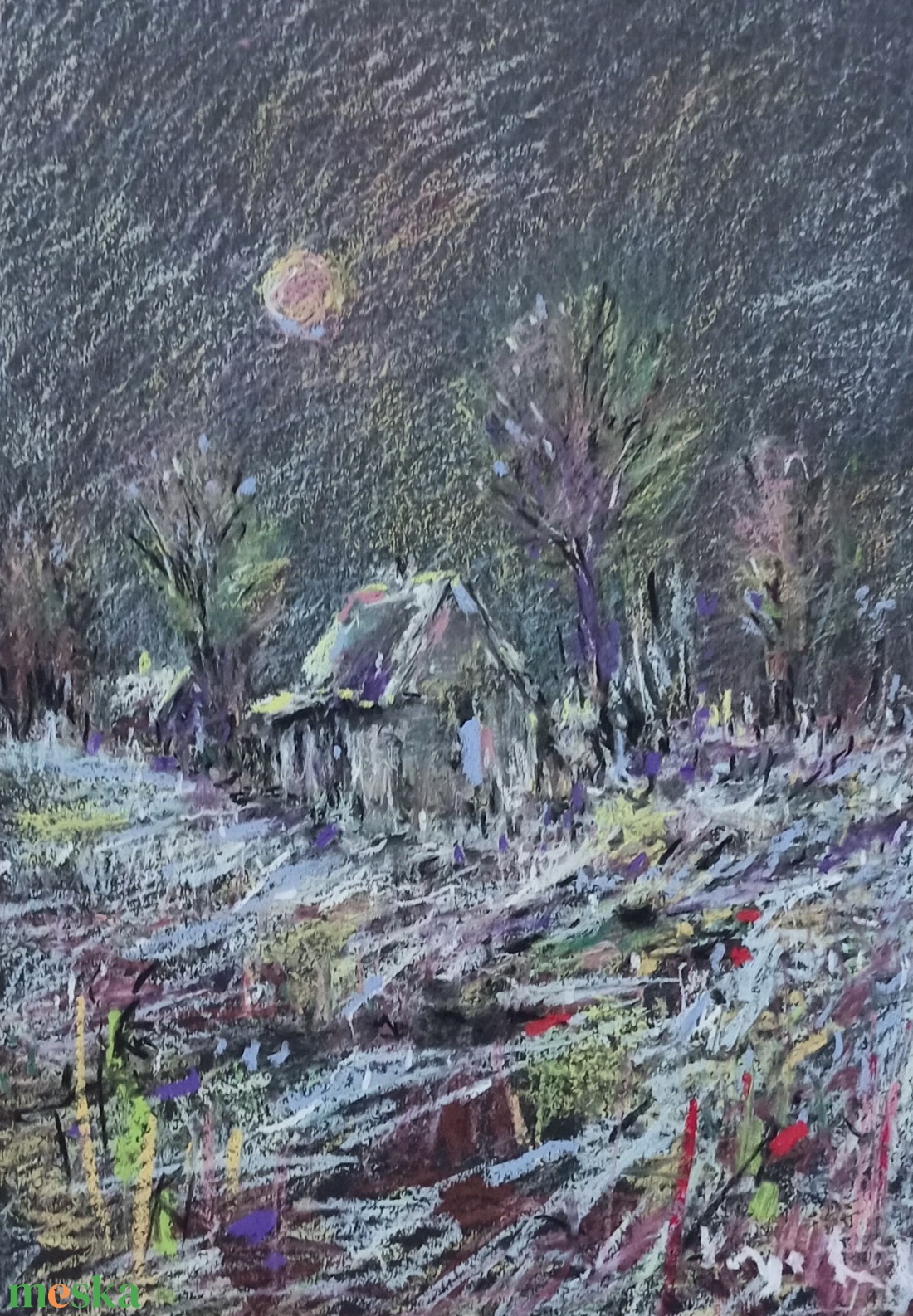 Téli csend - művészet - festmény - pasztell - Meska.hu