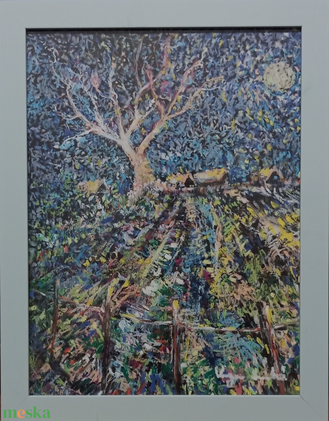 Holdfényes táj. - művészet - festmény - festmény vegyes technika - Meska.hu