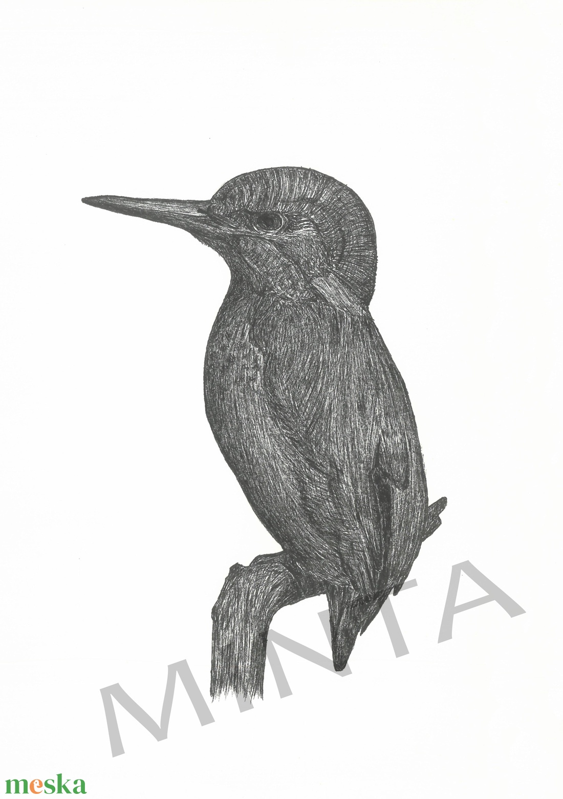 Jégmadár tollrajz - művészet - grafika & illusztráció - egyéb rajzok - Meska.hu