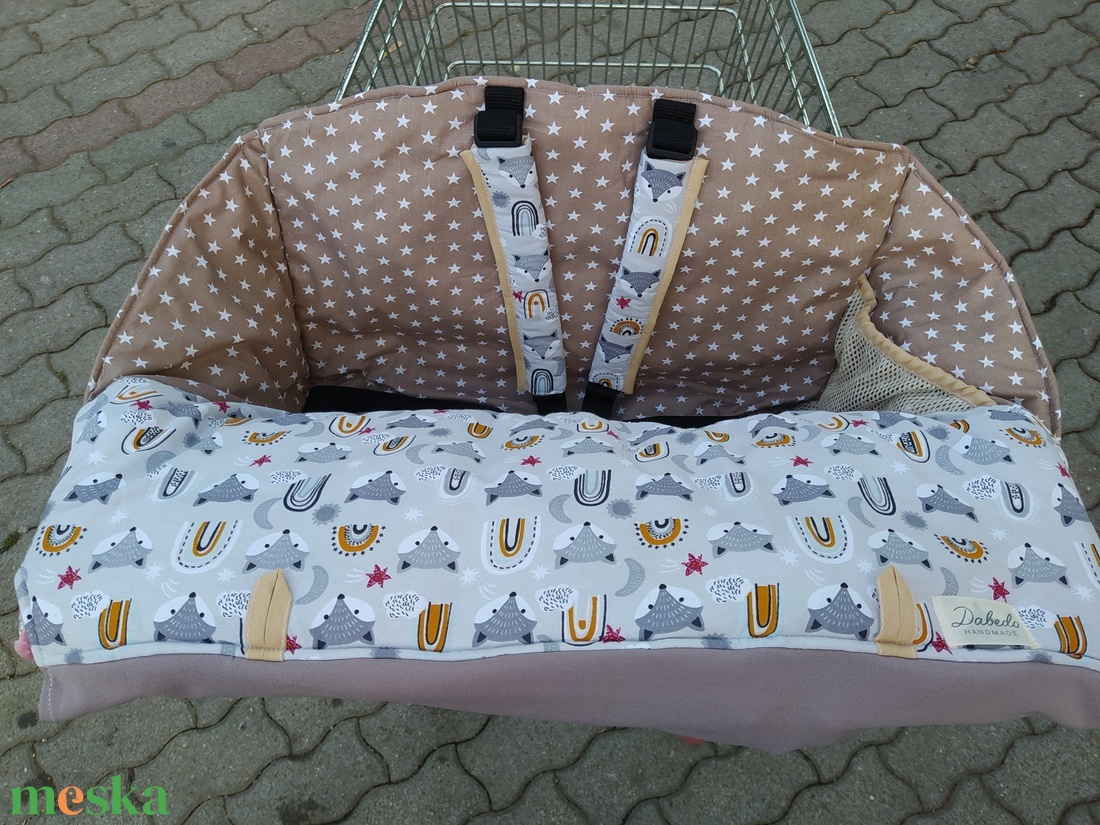 Bevásárlókocsi huzat teljesen bélelt, öt ponton záródó biztonsági övvel - baba - mama - utazási kellékek - bevásárlókocsi huzat - Meska.hu