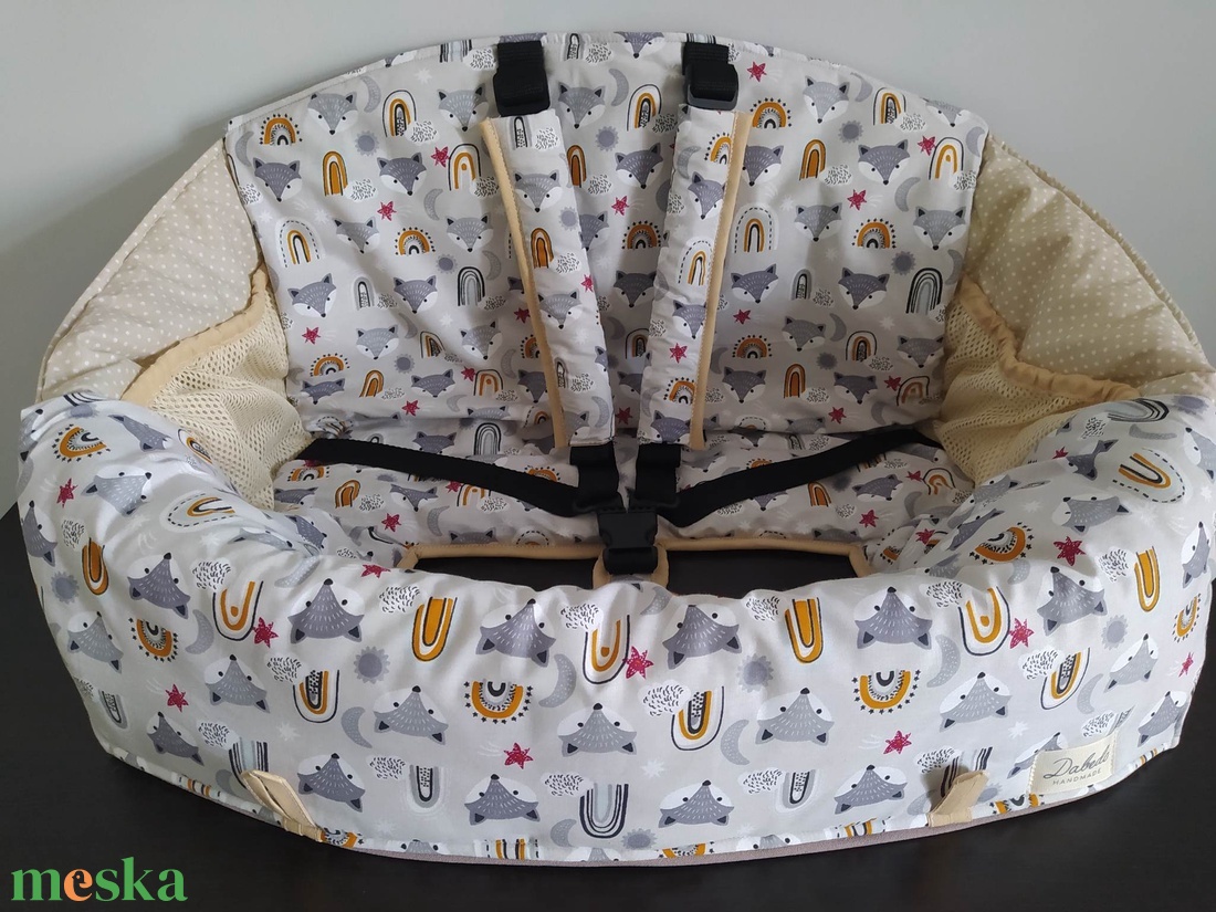 Bevásárlókocsi huzat ,teljesen bélelt, öt ponton záródó biztonsági övvel, ajándék tároló zsákkal - játék & sport - 3 éves kor alattiaknak - bevásárlókocsi huzat - Meska.hu