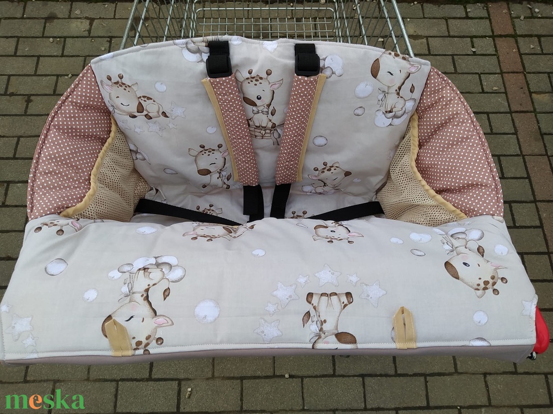 Bevásárlókocsi huzat, teljesen bélelt öt ponton záródó biztonsági övvel  - baba - mama - utazási kellékek - bevásárlókocsi huzat - Meska.hu