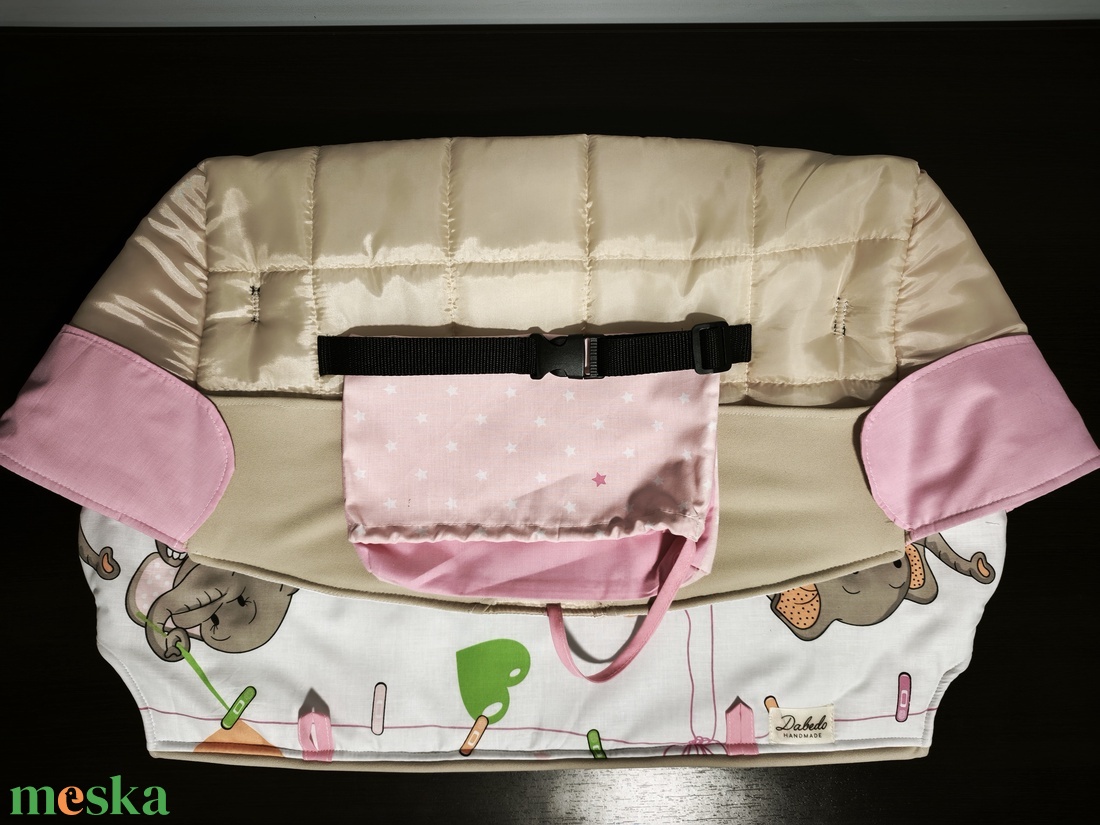 Bevásárlókocsi huzat tároló zsákkal, Bevásárló kocsihuzat, teljesen bélelt, 2 ponton záródó biztonsági övvel  - baba - mama - utazási kellékek - bevásárlókocsi huzat - Meska.hu