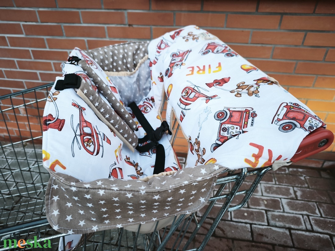 Bevásárlókocsi huzat ,teljesen bélelt, öt ponton záródó biztonsági övvel, ajándék tároló zsákkal - baba - mama - utazási kellékek - bevásárlókocsi huzat - Meska.hu