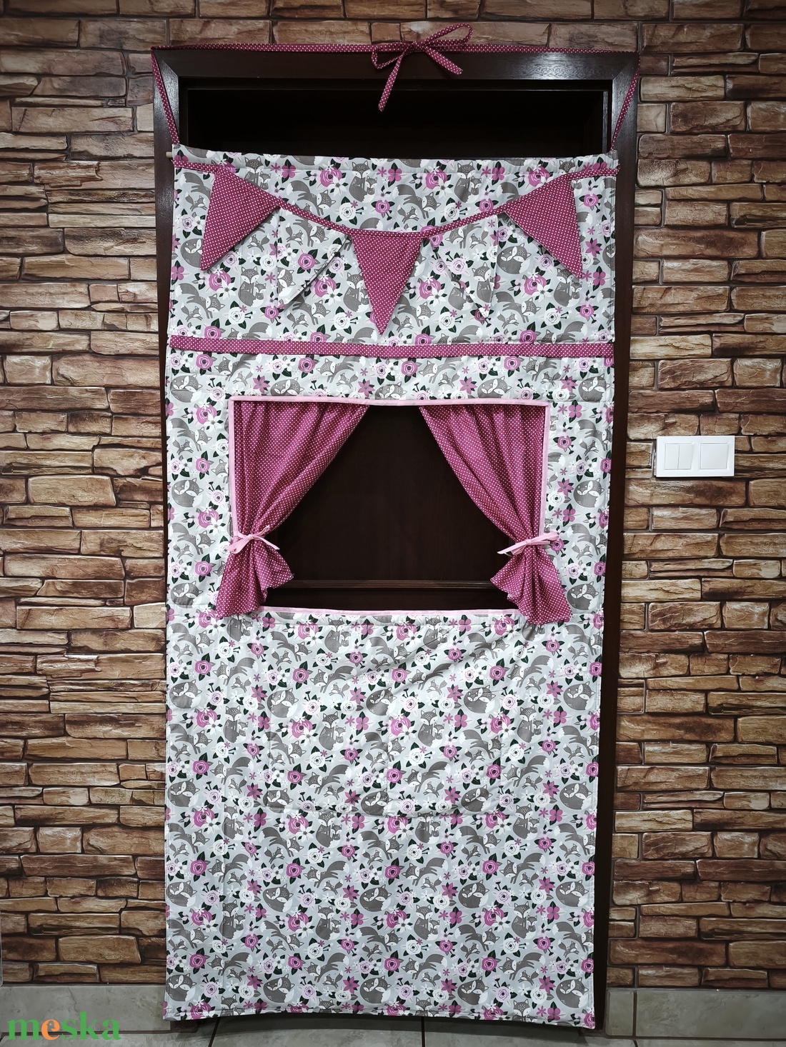 Bábszínház paraván textil, tároló tokkal - baba - mama - babaszobabútor - játéktároló - Meska.hu