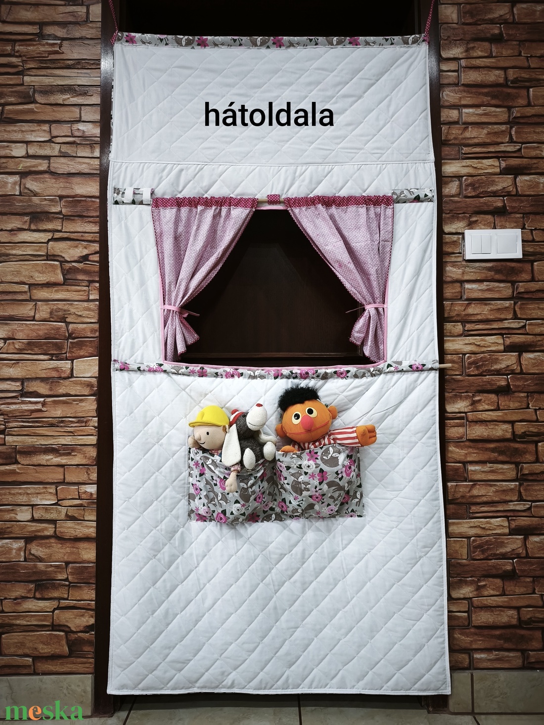 Bábszínház paraván textil, tároló tokkal - baba - mama - babaszobabútor - játéktároló - Meska.hu