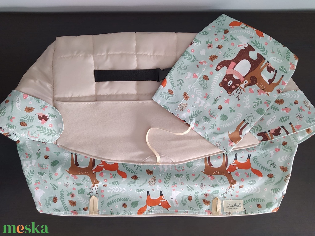 Bevásárlókocsi huzat tároló zsákkal, félig bélelt - baba - mama - utazási kellékek - bevásárlókocsi huzat - Meska.hu