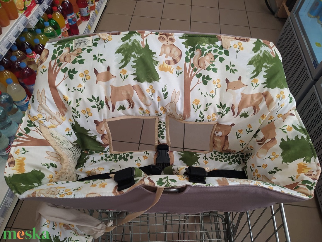 Bevásárlókocsi huzat teljesen bélelt, öt ponton záródó biztonsági övvel - baba - mama - utazási kellékek - bevásárlókocsi huzat - Meska.hu