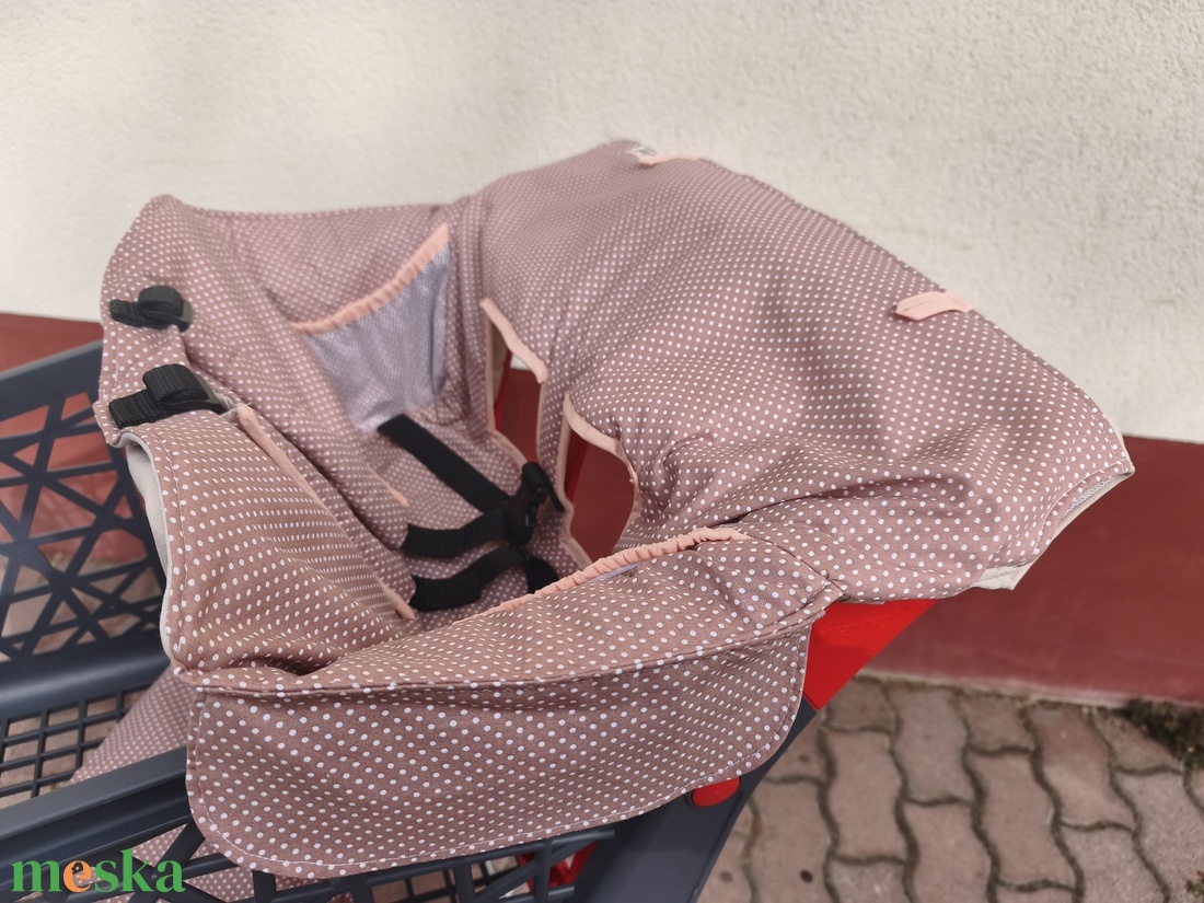 Bevásárlókocsi huzat, teljesen bélelt, öt ponton záródó biztonsági övvel - baba - mama - utazási kellékek - bevásárlókocsi huzat - Meska.hu