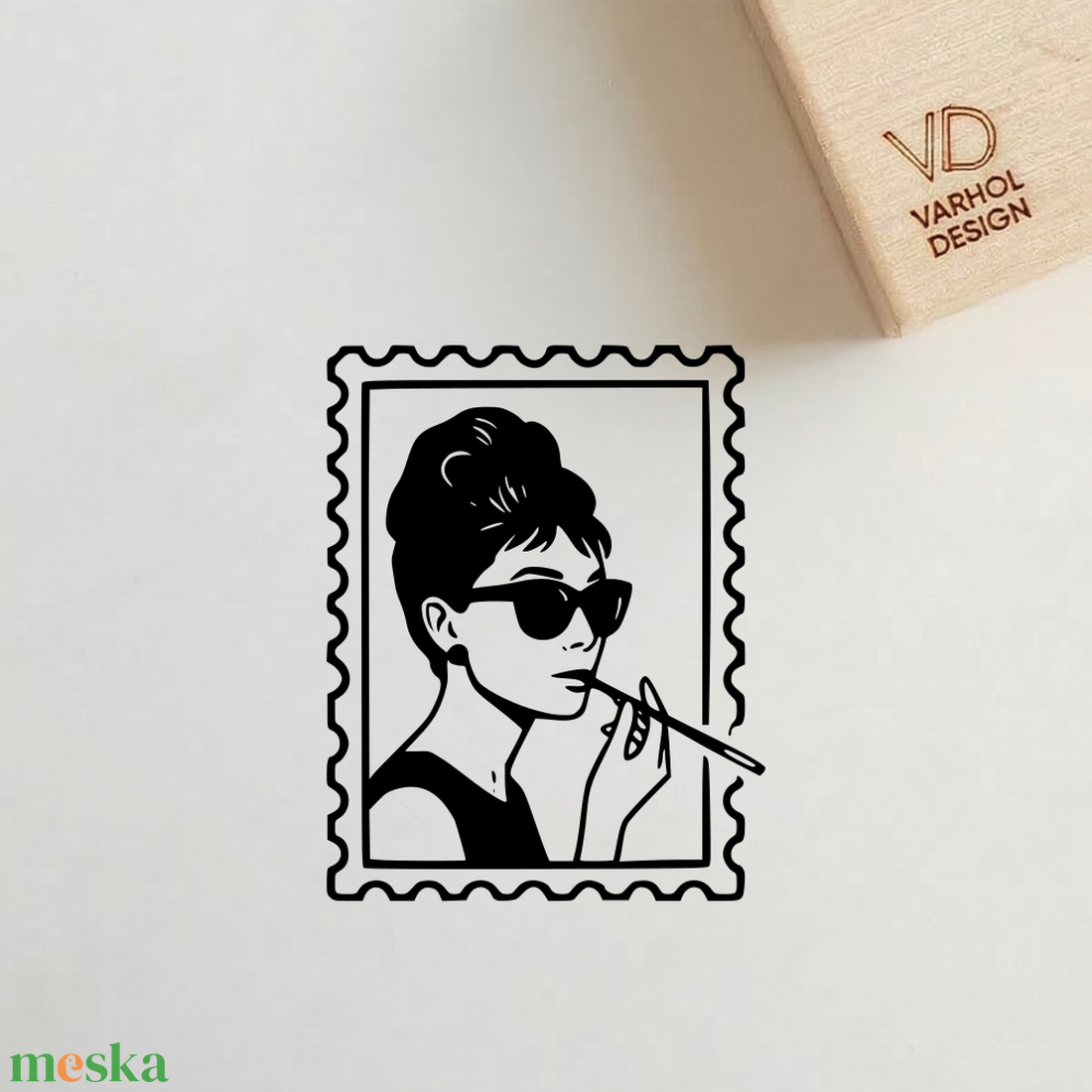 Művészi gumibélyegző, Audrey Hepburn inspirálta Hollywood Portré Pecsét - otthon & életmód - papír, írószer - pecsétek - pecsétnyomó, bélyegző - Meska.hu