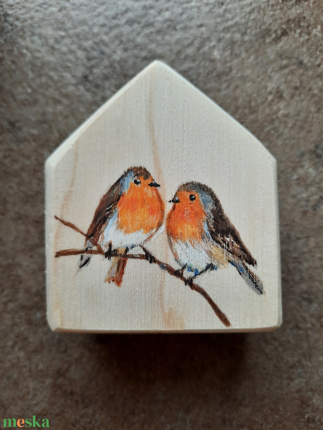 Házikó egyedi festéssel - Vörösbegy; Valentin-napra, Nőnapra vagy más alkalomra -  - Meska.hu