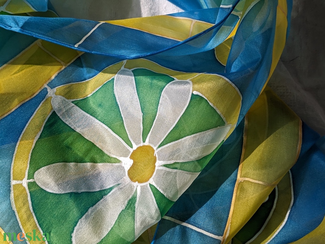 Kézzel festett selyemkendő, selyemsál - Mezopotamia ornamentika - ruha & divat - sál, sapka, kendő - sál - Meska.hu Kézzel festett selyemkendő, selyemsál - Mezopotamia ornamentika - ruha & divat - sál, sapka, kendő - sál - Meska.hu