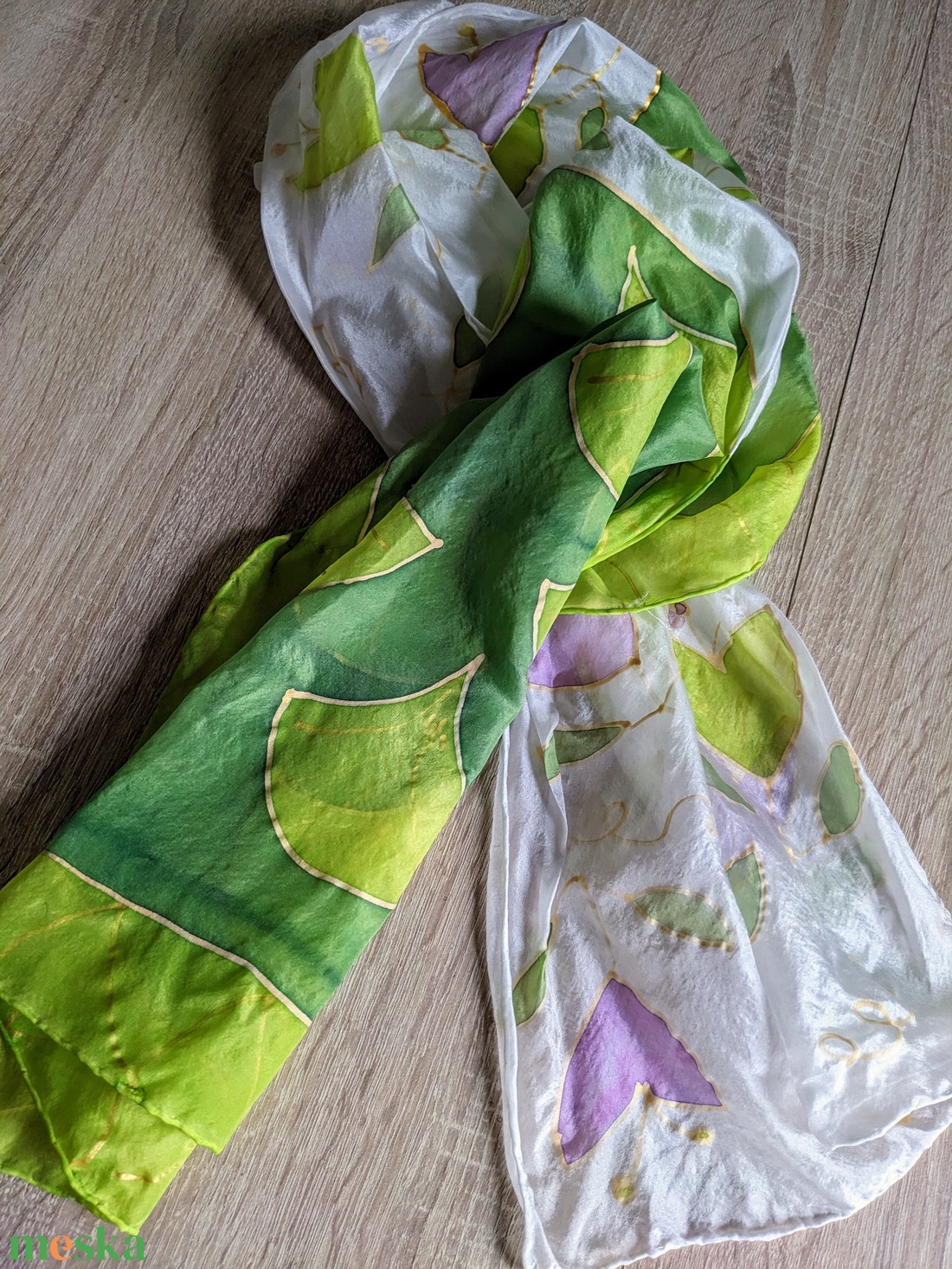Kézzel festett selyemkendő - Tulipán és Ginko biloba - - Meska.hu Kézzel festett selyemkendő - Tulipán és Ginko biloba - - Meska.hu